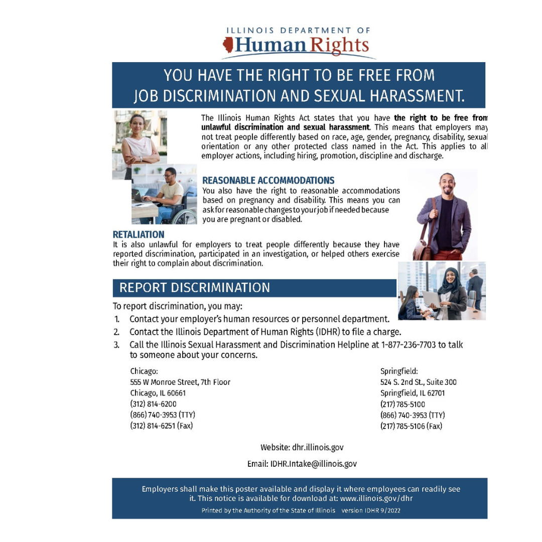 Is your Human Rights Sexual Harassment poster visibly displayed for employees to easily view, in accordance with the requirements outlined in the Human Rights Act?